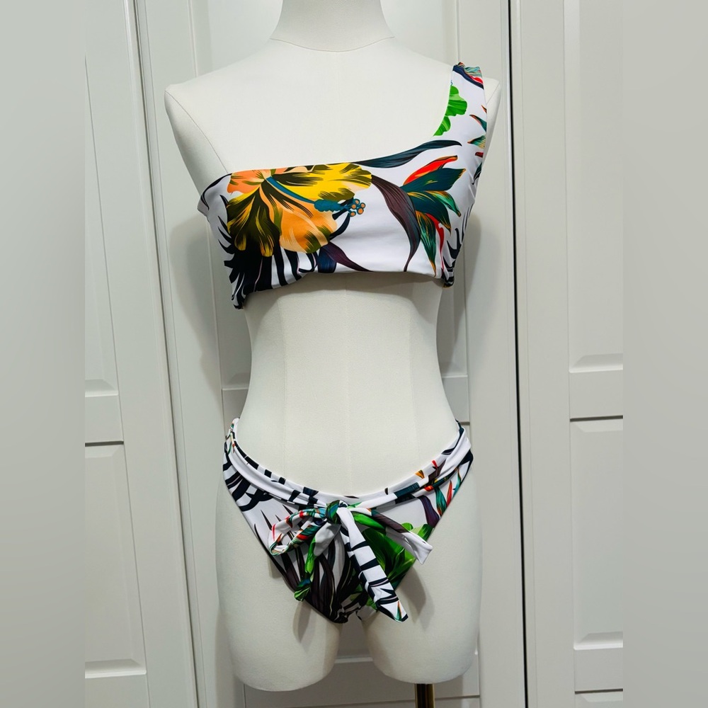 Tropical Print Two-Piece Bikini Set in Sizes S, M, L